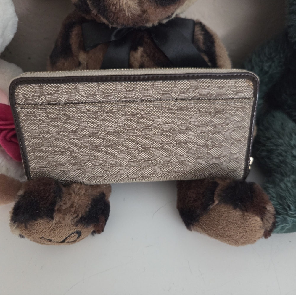 Coach Pop Signature Accordion Zip Wallet Khaki Mahogany 49619  HTF - Picture 2 of 5